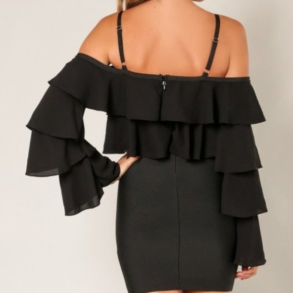 BLACK Bodycon Dress ALSO AVAILABLE IN RED - Picture 2 of 4